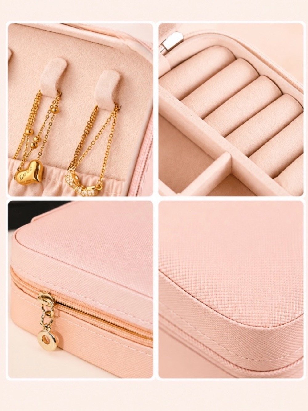 Portable Jewelry Organizer Case/Box in Blush Pink NIP - Picture 7 of 9
